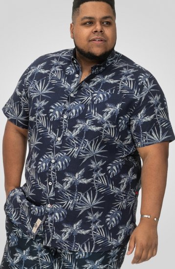 D555 Truro Hawaiian AOP Short Sleeve Button Down Collar Shirt Navy - Koszule - Koszule 2XL-10XL