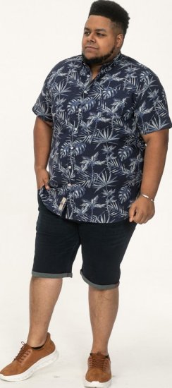 D555 Truro Hawaiian AOP Short Sleeve Button Down Collar Shirt Navy - Koszule - Koszule 2XL-10XL