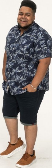 D555 Truro Hawaiian AOP Short Sleeve Button Down Collar Shirt Navy - Koszule - Koszule 2XL-10XL