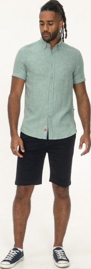 D555 Falmouth 2 Linen Mix Short Sleeve Shirt With Button Down Mint - Koszule - Koszule 2XL-10XL