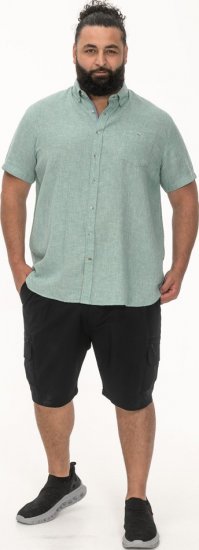 D555 Falmouth 2 Linen Mix Short Sleeve Shirt With Button Down Mint - Koszule - Koszule 2XL-10XL