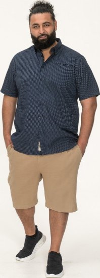 D555 Norwich Short Sleeve Micro AOP Shirt With Hidden Button Down Navy - Koszule - Koszule 2XL-10XL