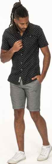 D555 Matlock Short Sleeve AOP Shirt With Hidden Button Down Black - Koszule - Koszule 2XL-10XL