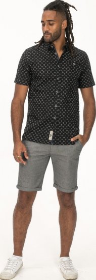 D555 Matlock Short Sleeve AOP Shirt With Hidden Button Down Black - Koszule - Koszule 2XL-10XL