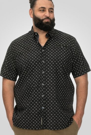 D555 Matlock Short Sleeve AOP Shirt With Hidden Button Down Black - Koszule - Koszule 2XL-10XL