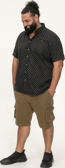 D555 Matlock Short Sleeve AOP Shirt With Hidden Button Down Black - Koszule - Koszule 2XL-10XL