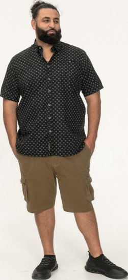 D555 Matlock Short Sleeve AOP Shirt With Hidden Button Down Black - Koszule - Koszule 2XL-10XL