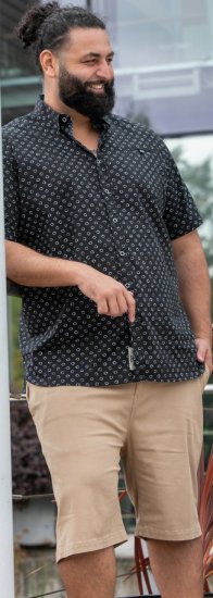 D555 Matlock Short Sleeve AOP Shirt With Hidden Button Down Black - Koszule - Koszule 2XL-10XL