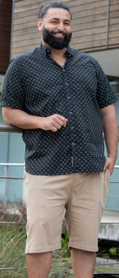 D555 Matlock Short Sleeve AOP Shirt With Hidden Button Down Black - Koszule - Koszule 2XL-10XL