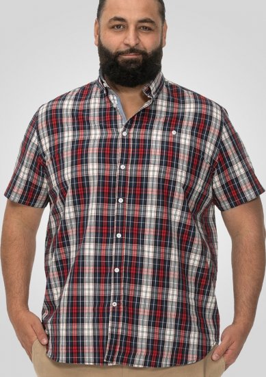 D555 Shields Button Down Collar Short Sleeve Shirt With Pocket Red Check - Koszule - Koszule 2XL-10XL