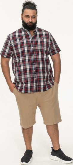 D555 Shields Button Down Collar Short Sleeve Shirt With Pocket Red Check - Koszule - Koszule 2XL-10XL