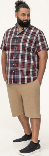 D555 Shields Button Down Collar Short Sleeve Shirt With Pocket Red Check - Koszule - Koszule 2XL-10XL