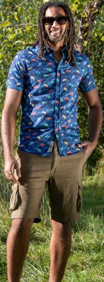 D555 Hartlepool Short Sleeve Vintage Car AOP Stretch Shirt Blue - Koszule - Koszule 2XL-10XL