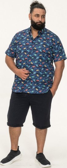 D555 Hartlepool Short Sleeve Vintage Car AOP Stretch Shirt Blue - Koszule - Koszule 2XL-10XL