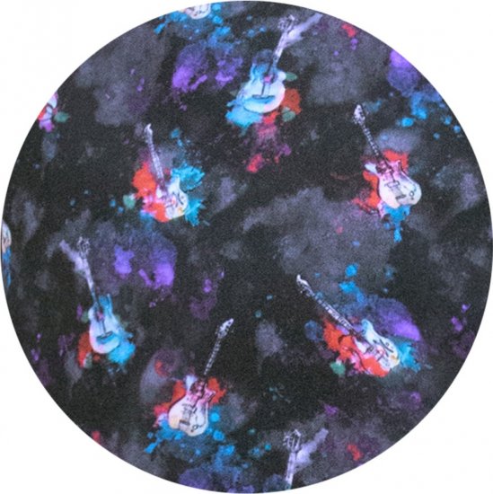 D555 Farnborough Short Sleeve Guitar AOP Shirt With Hidden Button Down Black - Koszule - Koszule 2XL-10XL