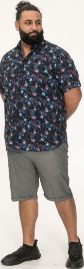 D555 Farnborough Short Sleeve Guitar AOP Shirt With Hidden Button Down Black - Koszule - Koszule 2XL-10XL