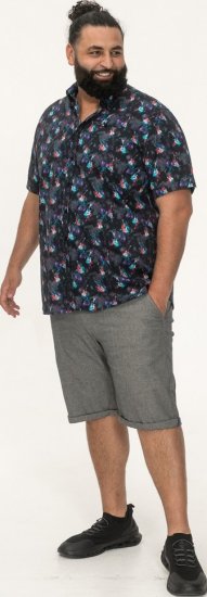 D555 Farnborough Short Sleeve Guitar AOP Shirt With Hidden Button Down Black - Koszule - Koszule 2XL-10XL