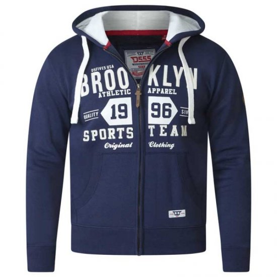 D555 Thurston Full Zip Hoodie Navy - Bluzy & bluzy z kapturem - Bluzy & Bluzy z kapturem 2XL-12XL