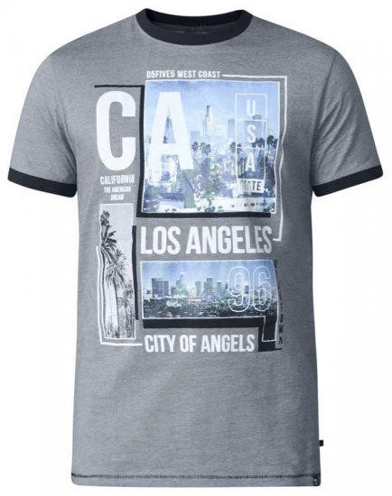 D555 Howie Fine Stripe T-shirt Grey - Koszulki - T-shirty meskie Duże Rozmiary - 2XL-14XL