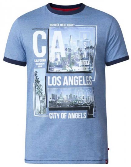D555 Howie Fine Stripe T-shirt Blue - Koszulki - T-shirty meskie Duże Rozmiary - 2XL-14XL