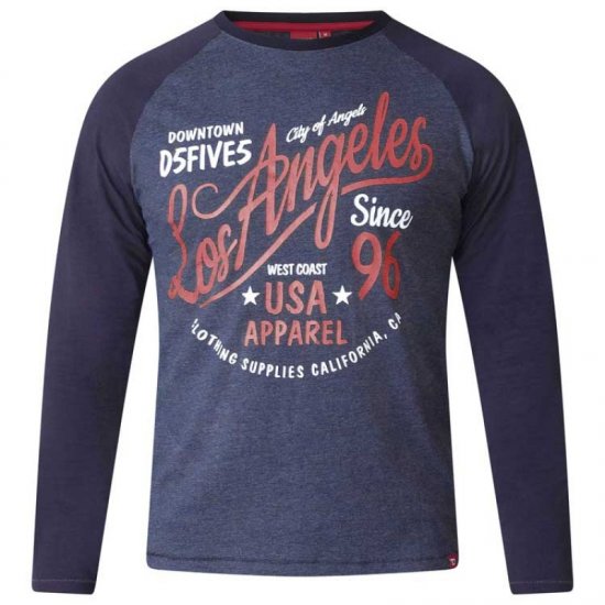 D555 Neill Long Sleeve T-shirt Navy - Koszulki - T-shirty meskie Duże Rozmiary - 2XL-14XL