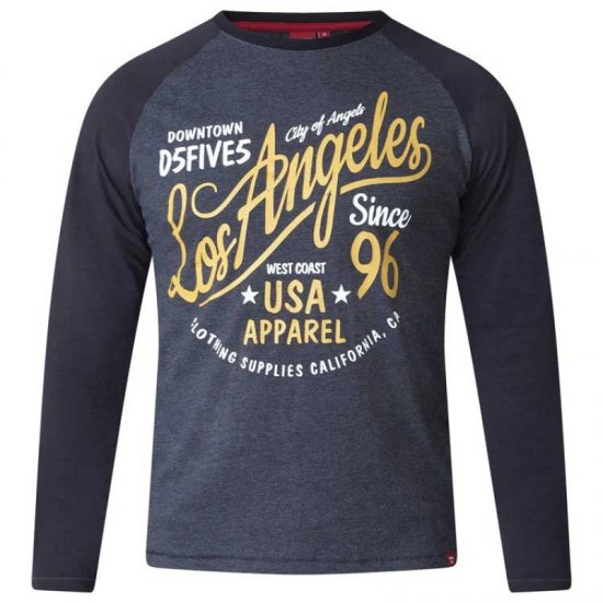 D555 Neill Long Sleeve T-shirt Black - Koszulki - T-shirty meskie Duże Rozmiary - 2XL-14XL