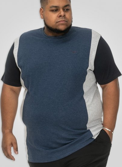 D555 Neath Cut And Sew Crew Neck T-Shirt Denim - Koszulki - T-shirty meskie Duże Rozmiary - 2XL-14XL