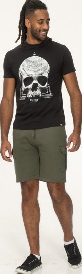 D555 Hucknall Skull Monochrome Printed Crew Neck T-shirt Washed Black - Koszulki - T-shirty meskie Duże Rozmiary - 2XL-14XL