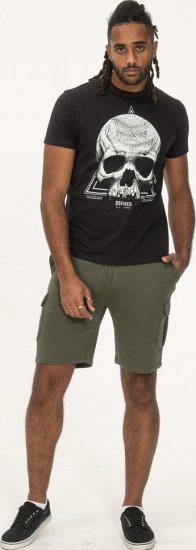 D555 Hucknall Skull Monochrome Printed Crew Neck T-shirt Washed Black - Koszulki - T-shirty meskie Duże Rozmiary - 2XL-14XL