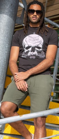 D555 Hucknall Skull Monochrome Printed Crew Neck T-shirt Washed Black - Koszulki - T-shirty meskie Duże Rozmiary - 2XL-14XL