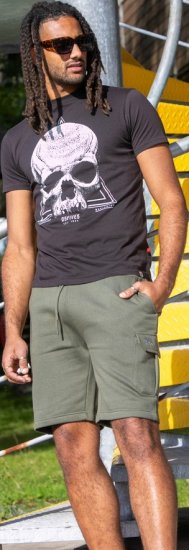 D555 Hucknall Skull Monochrome Printed Crew Neck T-shirt Washed Black - Koszulki - T-shirty meskie Duże Rozmiary - 2XL-14XL