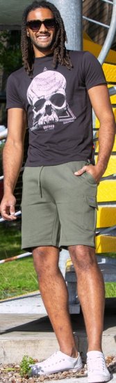 D555 Hucknall Skull Monochrome Printed Crew Neck T-shirt Washed Black - Koszulki - T-shirty meskie Duże Rozmiary - 2XL-14XL