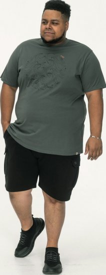 D555 Poole Circle Wave Printed Crew Neck T-shirt Khaki - Koszulki - T-shirty meskie Duże Rozmiary - 2XL-14XL