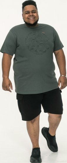 D555 Poole Circle Wave Printed Crew Neck T-shirt Khaki - Koszulki - T-shirty meskie Duże Rozmiary - 2XL-14XL