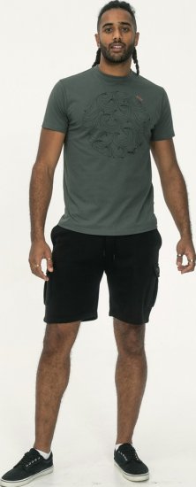 D555 Poole Circle Wave Printed Crew Neck T-shirt Khaki - Koszulki - T-shirty meskie Duże Rozmiary - 2XL-14XL