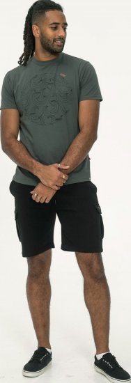 D555 Poole Circle Wave Printed Crew Neck T-shirt Khaki - Koszulki - T-shirty meskie Duże Rozmiary - 2XL-14XL