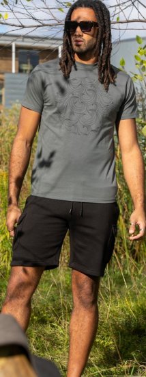 D555 Poole Circle Wave Printed Crew Neck T-shirt Khaki - Koszulki - T-shirty meskie Duże Rozmiary - 2XL-14XL