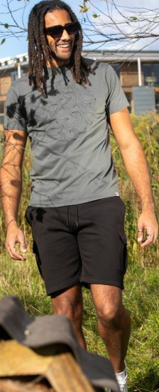 D555 Poole Circle Wave Printed Crew Neck T-shirt Khaki - Koszulki - T-shirty meskie Duże Rozmiary - 2XL-14XL