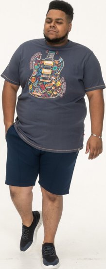 D555 Stockport Multi Coloured Guitar Printed T-Shirt Denim - Koszulki - T-shirty meskie Duże Rozmiary - 2XL-14XL