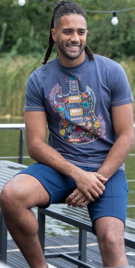 D555 Stockport Multi Coloured Guitar Printed T-Shirt Denim - Koszulki - T-shirty meskie Duże Rozmiary - 2XL-14XL