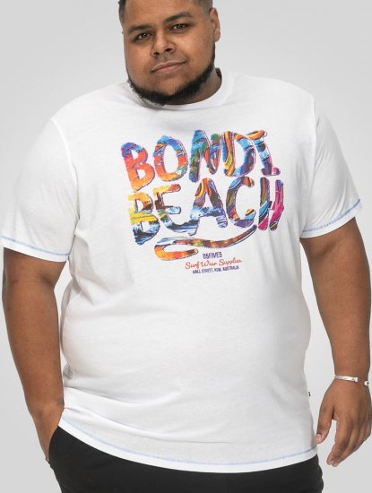 D555 SYDNEY Multi Coloured Bondi Beach Printed T-Shirt White - Koszulki - T-shirty meskie Duże Rozmiary - 2XL-14XL