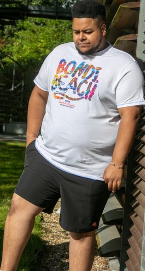 D555 SYDNEY Multi Coloured Bondi Beach Printed T-Shirt White - Koszulki - T-shirty meskie Duże Rozmiary - 2XL-14XL
