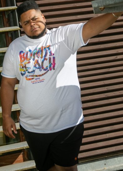 D555 SYDNEY Multi Coloured Bondi Beach Printed T-Shirt White - Koszulki - T-shirty meskie Duże Rozmiary - 2XL-14XL