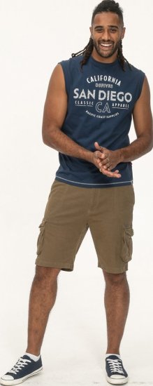 D555 Havant San Diego Printed Sleeveless T-Shirt French Navy - Koszulki - T-shirty meskie Duże Rozmiary - 2XL-14XL