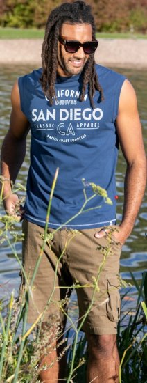 D555 Havant San Diego Printed Sleeveless T-Shirt French Navy - Koszulki - T-shirty meskie Duże Rozmiary - 2XL-14XL