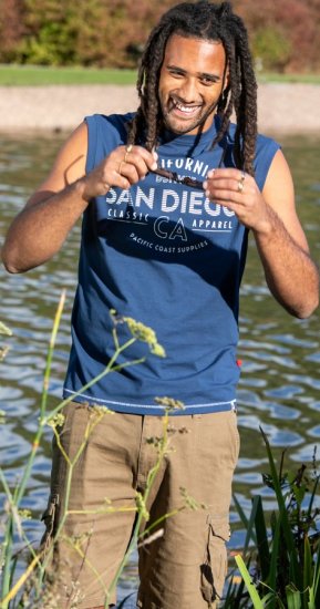 D555 Havant San Diego Printed Sleeveless T-Shirt French Navy - Koszulki - T-shirty meskie Duże Rozmiary - 2XL-14XL