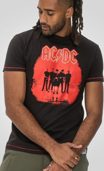 D555 Uxbridge Official ACDC Band Printed Crew Neck T-Shirt Washed Black - Koszulki - T-shirty meskie Duże Rozmiary - 2XL-14XL
