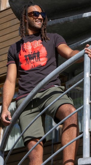 D555 Uxbridge Official ACDC Band Printed Crew Neck T-Shirt Washed Black - Koszulki - T-shirty meskie Duże Rozmiary - 2XL-14XL