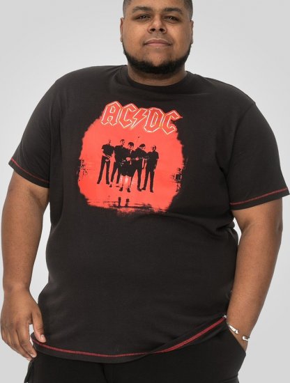 D555 Uxbridge Official ACDC Band Printed Crew Neck T-Shirt Washed Black - Koszulki - T-shirty meskie Duże Rozmiary - 2XL-14XL