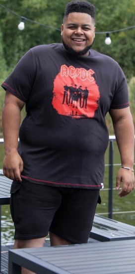 D555 Uxbridge Official ACDC Band Printed Crew Neck T-Shirt Washed Black - Koszulki - T-shirty meskie Duże Rozmiary - 2XL-14XL